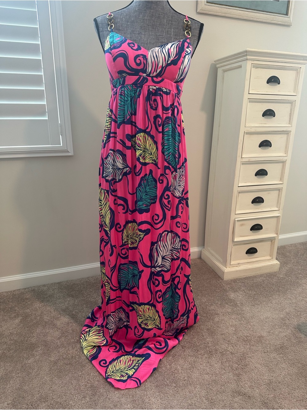Lilly Pulitizer Women's Fuchsia Tropical Print Maxi Dress Size 8